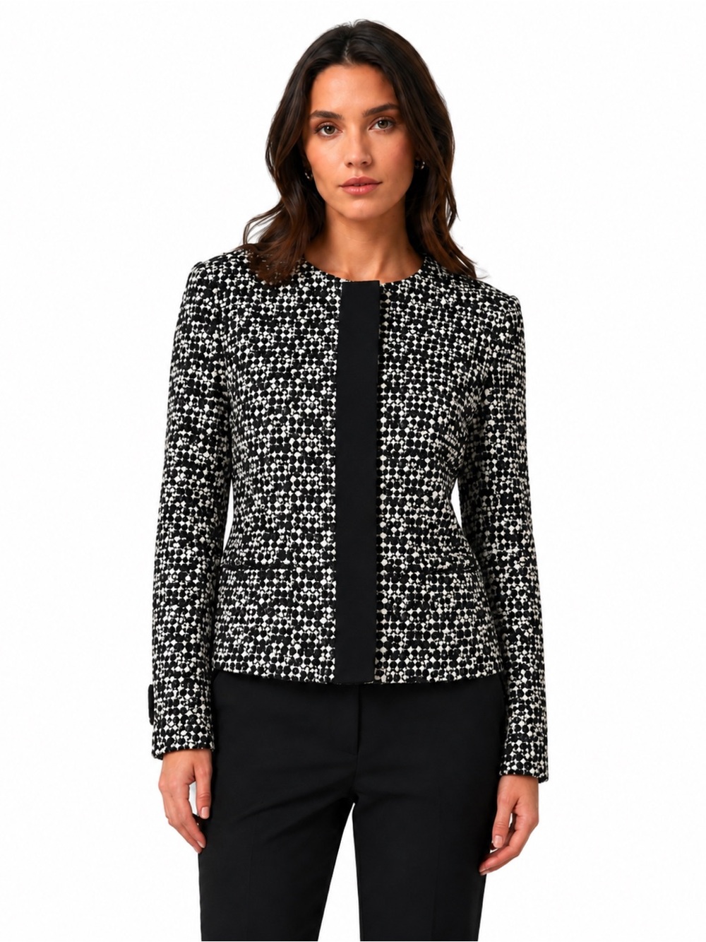 Akris Punto Black & White Textured Wool Jacket